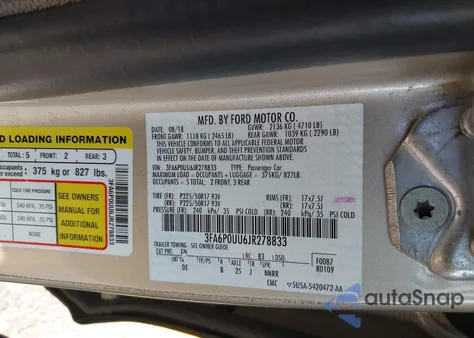2018 Ford Fusion Hybrid S z USA, uszkodzony, nr VIN 3FA6P0UU6JR278833